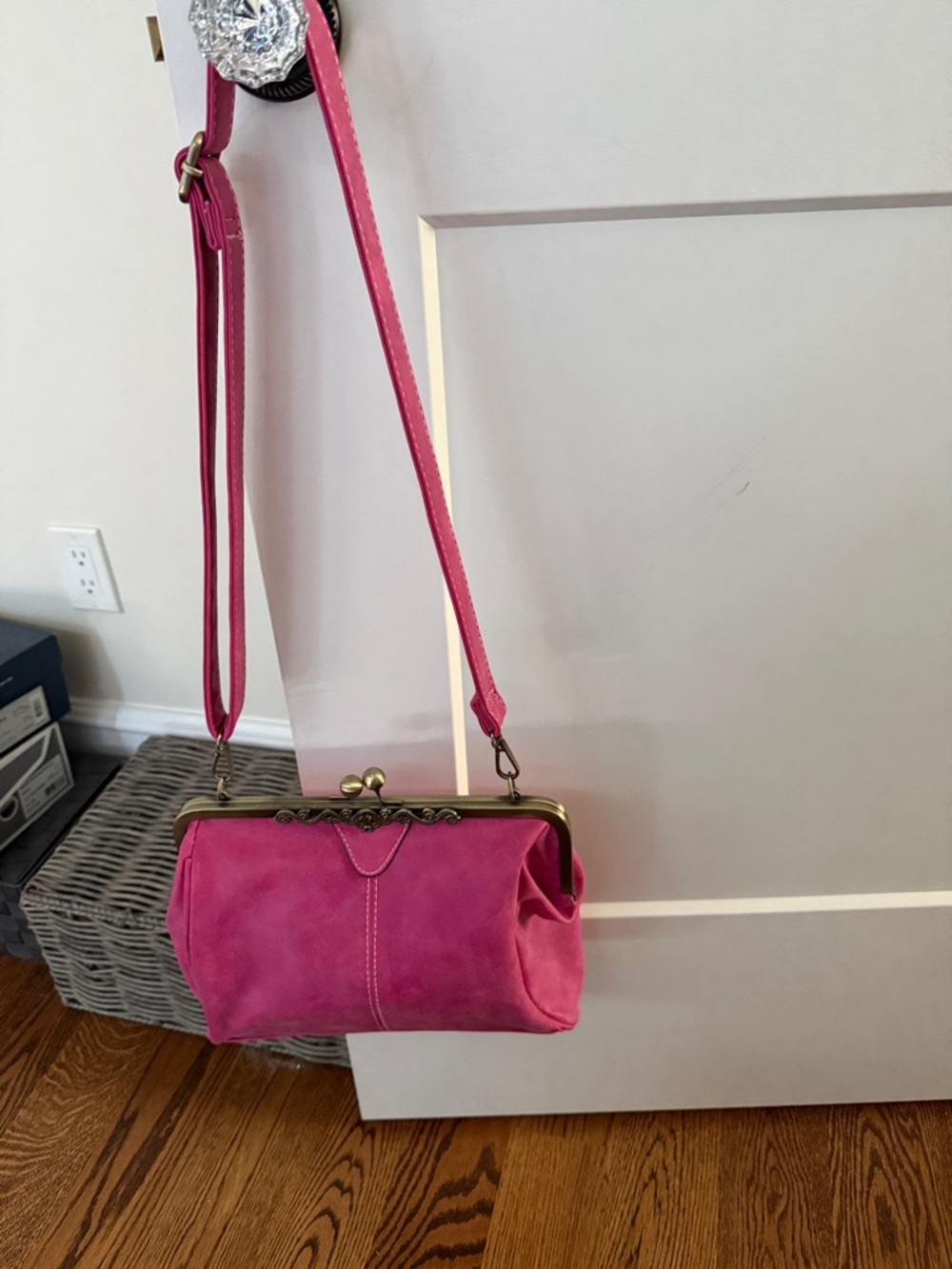 Women's Pink Crossbody Frame Purse